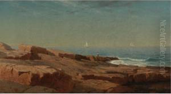 Rocks At Narragansett Oil Painting by William Stanley Haseltine