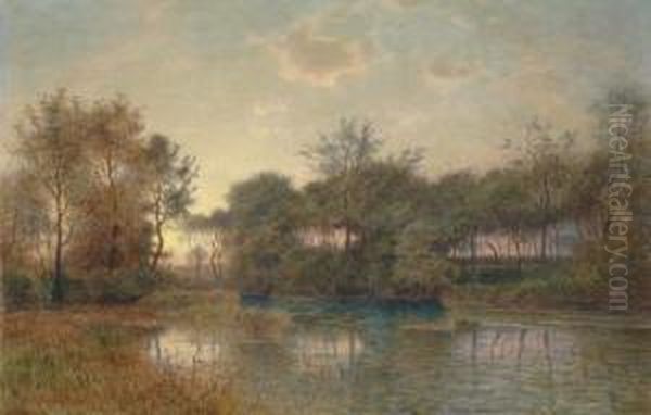 River Landscape Oil Painting by William Stanley Haseltine