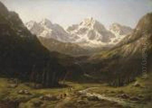 Alpine Scene Oil Painting by William Stanley Haseltine