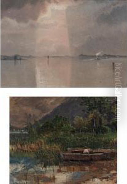 'a Break In The Clouds' And 'a Reeded Water Inlet': A Pair Oil Painting by William Stanley Haseltine