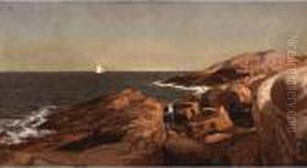 Rocks At Narragansett Oil Painting by William Stanley Haseltine