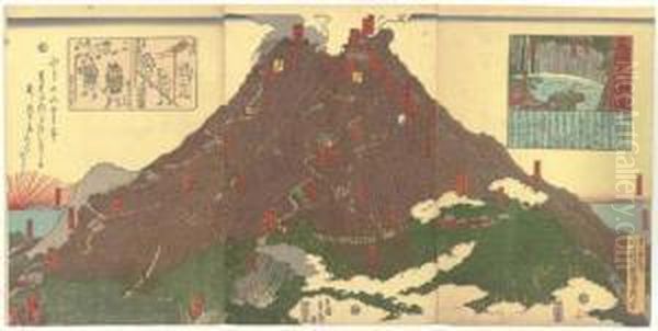 Sankoku Daiichizan No Zu Oil Painting by Sadahide Hashimoto