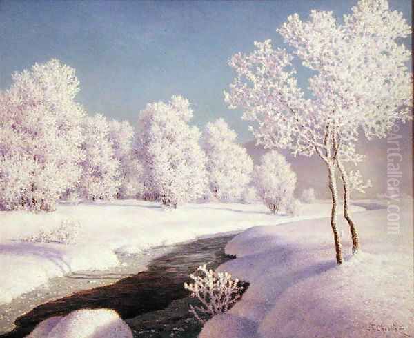 Winter Morning - Engadine Oil Painting by Ivan Fedorovich Choultse