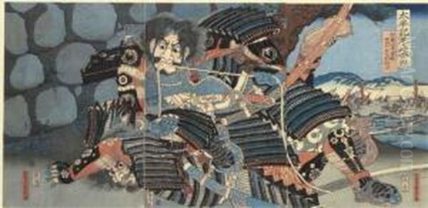 Taiheiki Amagasaki Kassen (battle At Amagasaki From The Taiheiki) Oil Painting by Sadahide Hashimoto