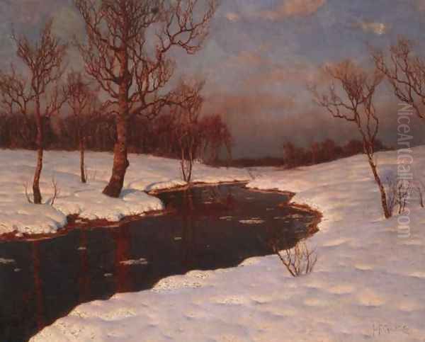 Winter Sunset Oil Painting by Ivan Fedorovich Choultse