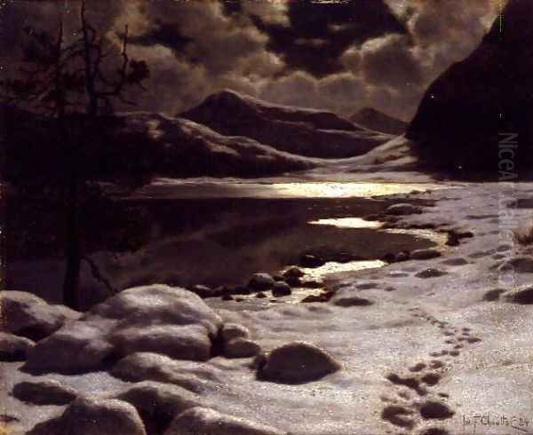 Moonlight in Winter Oil Painting by Ivan Fedorovich Choultse