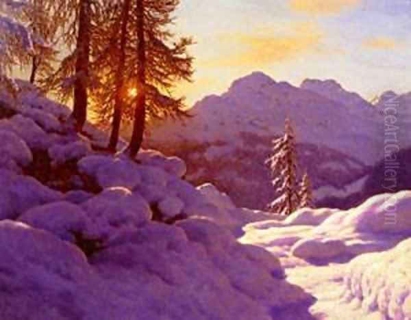 Snowy Landscape Oil Painting by Ivan Fedorovich Choultse