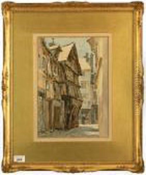 Street Scene Oil Painting by Ernest William Haslehurst