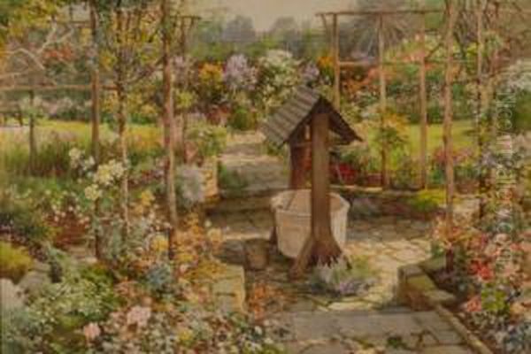 The Garden At Poynings Oil Painting by Ernest William Haslehurst