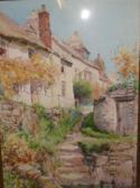 West Country Cottages Oil Painting by Ernest William Haslehurst