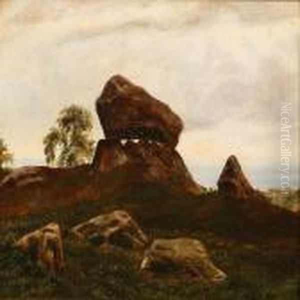 Landscape With Adolmen Oil Painting by Otto Haslund