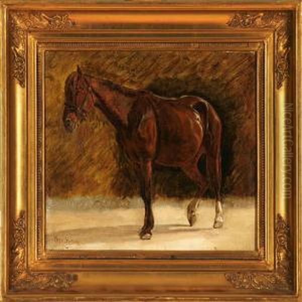 A Horse Oil Painting by Otto Haslund