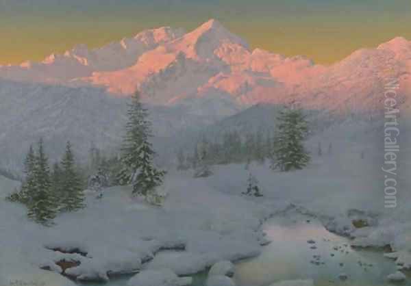 At the Foot of the Garmisch Mountains, Bavaria Oil Painting by Ivan Fedorovich Choultse