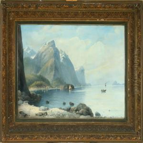 Norwegian Inlet Oil Painting by Siegfried A. Sofus Hass