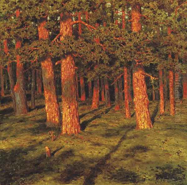 Pine forest Oil Painting by Ivan Fedorovich Choultse