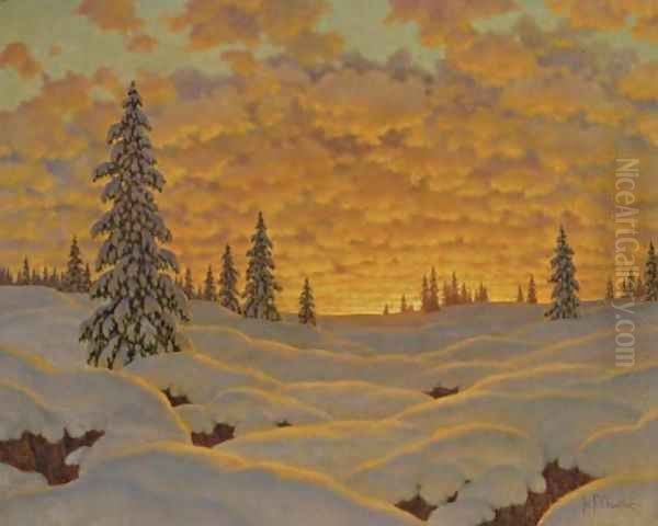 Sunset in Finland Oil Painting by Ivan Fedorovich Choultse