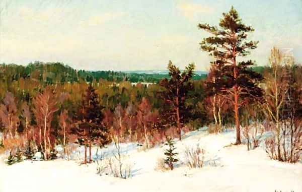 Winter - View over the Forest Oil Painting by Ivan Fedorovich Choultse