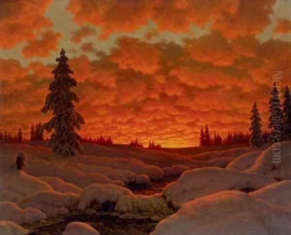 Winter Landscape Oil Painting by Ivan Fedorovich Choultse