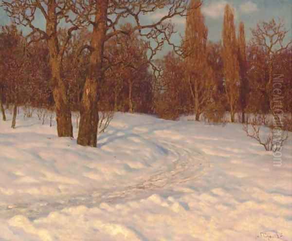 Winter Landscape at Dusk Oil Painting by Ivan Fedorovich Choultse