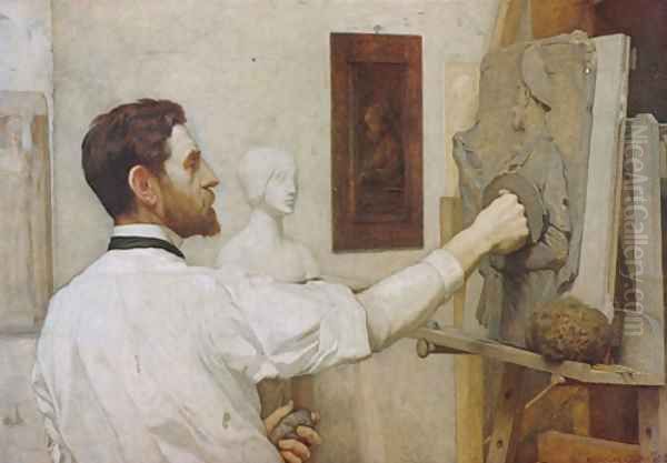 Augustus Saint Gaudens 1887 this replica 1908 Oil Painting by Kenyon Cox