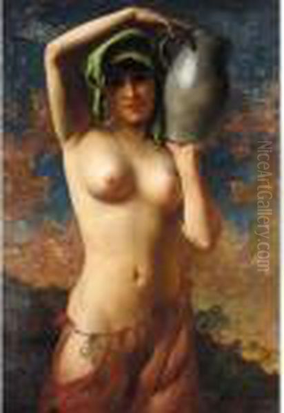 Nude With Water Jug Oil Painting by Hans Hassenteufel