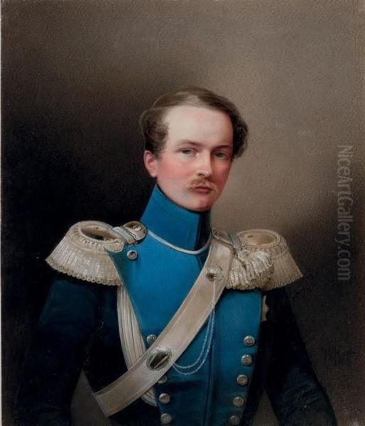 Portrait Of Crown Prince Friedrich Wilhelm Alexander Herzog Von Wurttemberg (1804-1881) Oil Painting by Fritz Thaulow