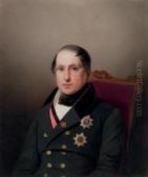 Portrait Of Prince Sergei Mikhailovich Golitzin (1774-1859) Oil Painting by Fritz Thaulow