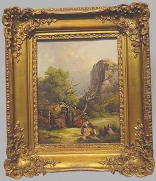 Old As The Hills Oil Painting by Karl Franz Emanuel Haunold