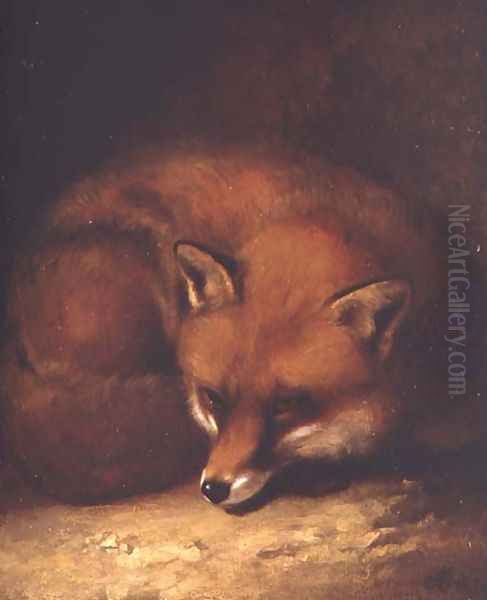 A Fox 1817 Oil Painting by Abraham Cooper