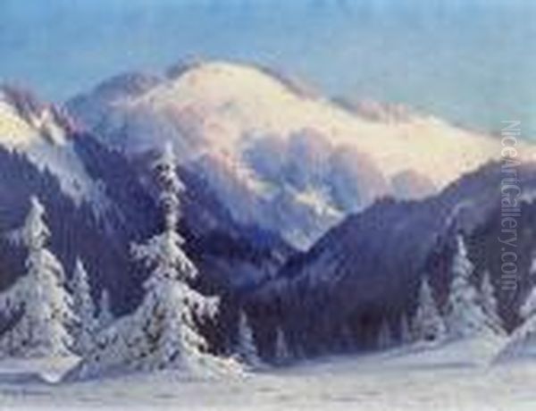 Wintertag Am Holzeck Mit Hinterwaldkopf (schwarzwald, Nordl Oil Painting by Karl Hauptmann