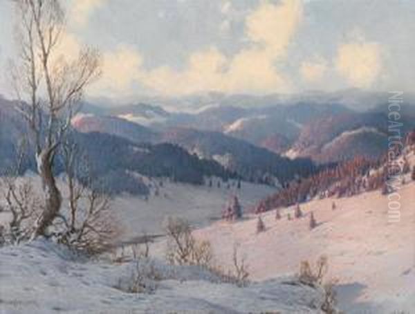 Paesaggio Invernale Nella Foresta Nera Oil Painting by Karl Hauptmann