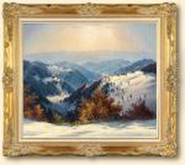 Zima W Gorach Schwarzwaldu,1934 Oil Painting by Karl Hauptmann