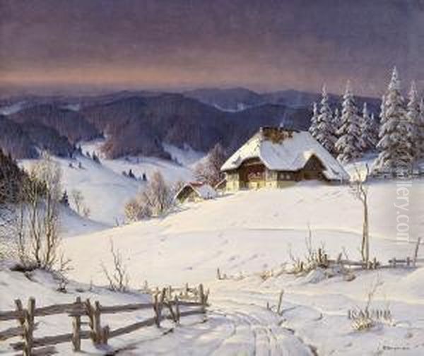 Winterlandschaft Oil Painting by Karl Hauptmann