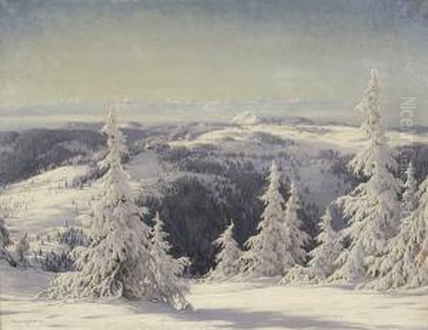 Winter Im Schwarzwald Oil Painting by Karl Hauptmann