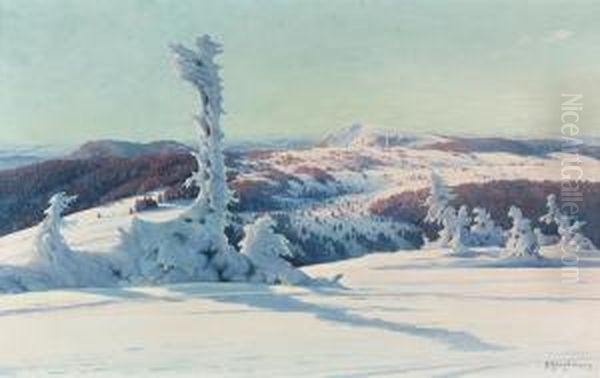 Winterlandschaft Mit Blick Auf Das Herzogenhorn. Oil Painting by Karl Hauptmann