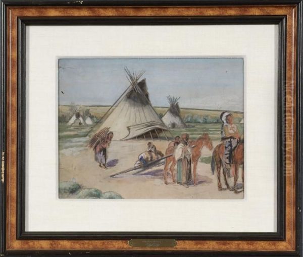 Indian Family Oil Painting by John Hauser