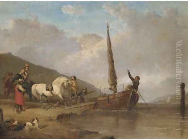 The ferry crossing Oil Painting by Abraham Cooper