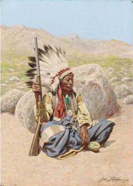 Chief Blue Horse Oil Painting by John Hauser