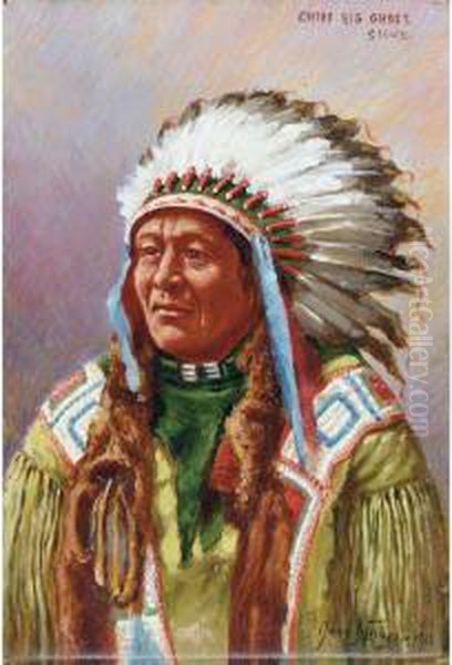 Chief Big Ghost, Sioux Oil Painting by John Hauser