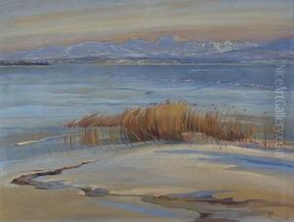 Winter Am Chiemsee. Oil Painting by Alfred Haushofer