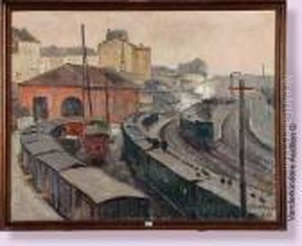 La Gare De Luxembourg Oil Painting by Gaston Haustrate