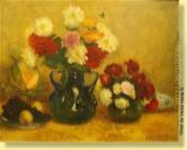 Composition Florale Oil Painting by Gaston Haustrate