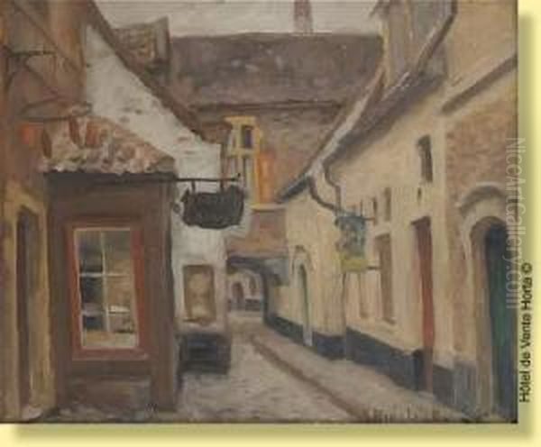 Ruelle Bruxelloise Oil Painting by Gaston Haustrate