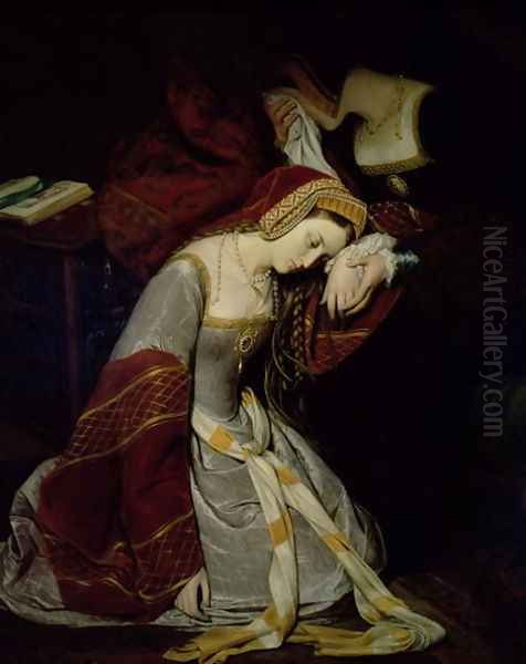 Anne Boleyn (1507-36) in the Tower (detail) 1835 Oil Painting by Edouard (Francois Berthelemy Michel) Cibot