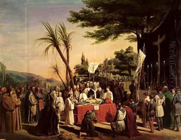 Funeral of Godfrey of Bouillon (c.1060-1100) in Jerusalem, 23rd July 1100, 1838 Oil Painting by Edouard (Francois Berthelemy Michel) Cibot