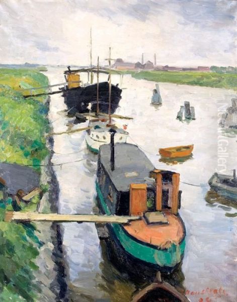 Le Chenal De Zeebrugge Oil Painting by Gaston Haustrate