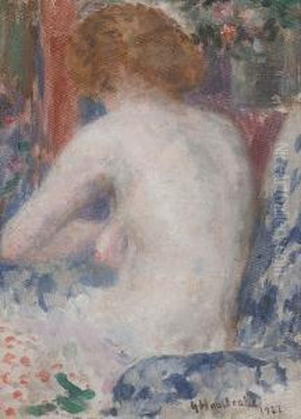 Seated Nude Oil Painting by Gaston Haustrate