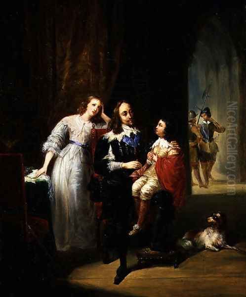 Charles I (1600-49) awaiting trial, Prince Henry (1640-60) Oil Painting by Alexandre-Marie Colin