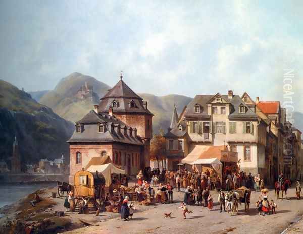 St. Goar am Rhein Oil Painting by Jacques Carabain