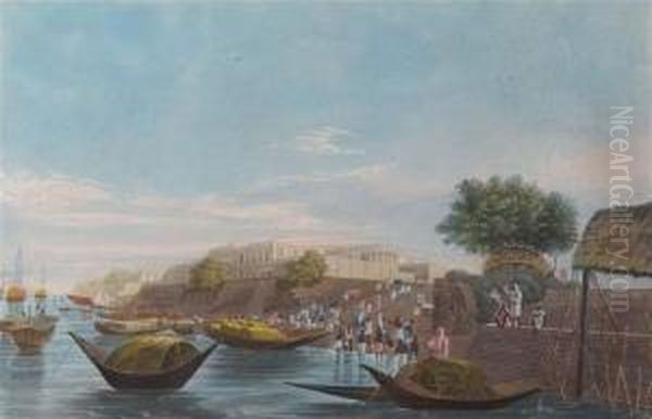 A View Of Chandpal Ghat Oil Painting by Robert Ii Havell